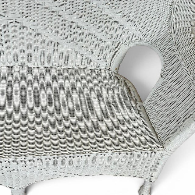 Vintage Palm Beach Regency White Wicker Camelback Settee Loveseat For Sale - Image 10 of 18
