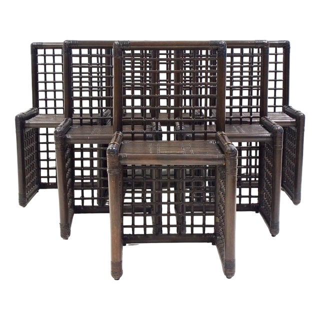 Bamboo and Rattan Chairs by Afra & Tobia Scarpa for Maxalto, 1970s, Set of 6 For Sale