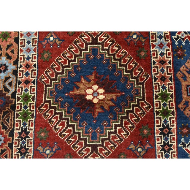 Textile Yalameh Rug 3’4” X 4’10” Multicolor Wool Vintage Tribal Hand-Knotted Carpet For Sale - Image 7 of 13