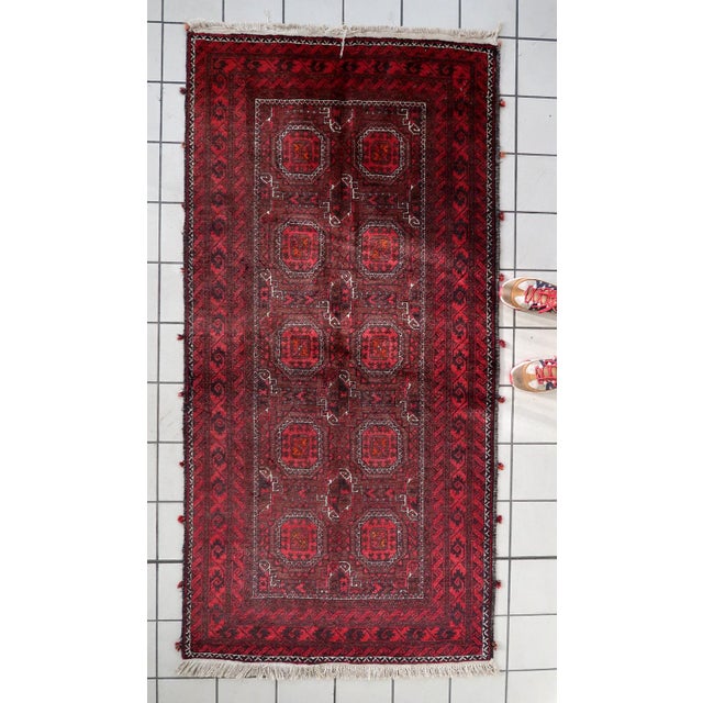 Textile 1950s, Vintage Afghan Baluch Runner Rug 3.5' X 6.11' For Sale - Image 7 of 10