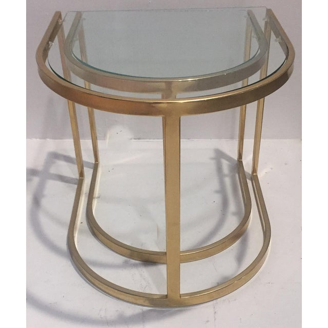 Milo Baughman Style Brass Nesting Side Tables A Pair Chairish