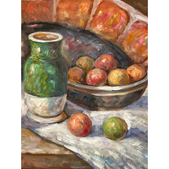 Pretty original fruit still life oil painting on stretched canvas. A rustic and colorful beauty. Please see condition...