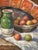 Pretty original fruit still life oil painting on stretched canvas. A rustic and colorful beauty. Please see condition...