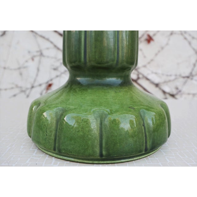 Green Ceramic Table Lamp, 1950s For Sale - Image 3 of 7