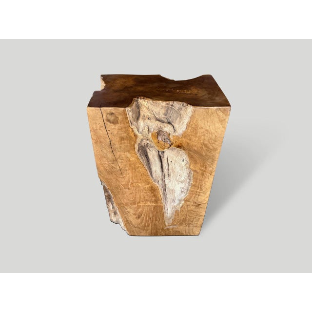 A century old teak block is repurposed into this one of a kind pedestal or side table whilst respecting the natural...
