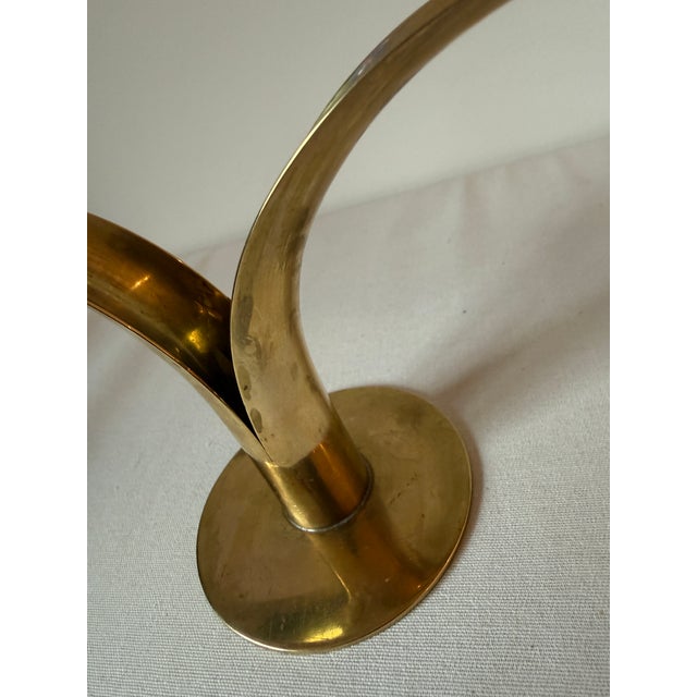 Mid 20th Century Mid-Century Lily Brass Candlesticks, Made in Sweden For Sale - Image 5 of 12