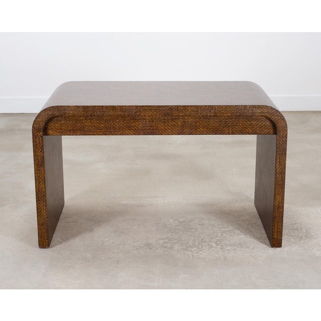 Karl Springer-Style Organic Modern Grasscloth Waterfall Desk For Sale - Image 18 of 18