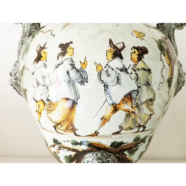 Important two-handled ceramic vase with lid made by the master decorator antonio vaccari in 1962 for the ce-as factory in...