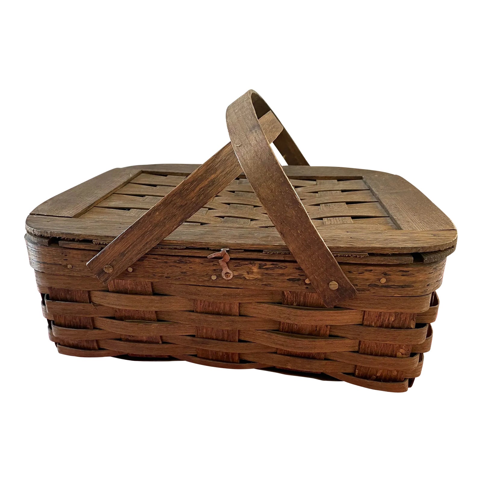 Vintage Peterboro Woven Wood FlipTop Picnic Basket Chairish