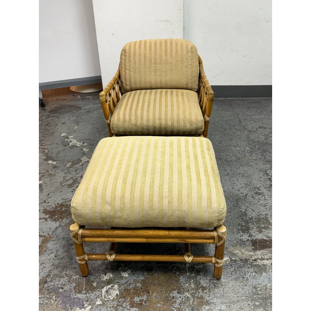 Late 20th Century McGuire Furniture Cathedral Lounge Chair + Ottoman, Vintage For Sale - Image 5 of 12