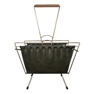 Mid-Century Modern Newspaper Rack in Chrome and Vinyl, West Germany, 1970s For Sale