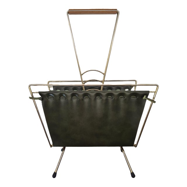 Mid-Century Modern Newspaper Rack in Chrome and Vinyl, West Germany, 1970s For Sale