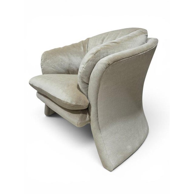 Vintage Postmodern Vladimir Kagan Style Sculptural Lounge Chair Newly Reupholstered in Mohair Striking vintage postmodern...