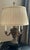 These lamps are one of a kind. They have a black granite base with a carved wood candelabra style design. The shade is...