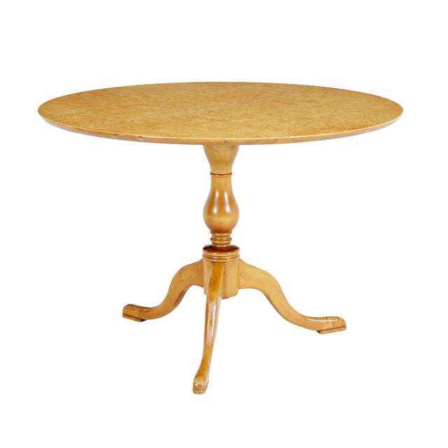 Wood Mid-20th Century Circular Birch Occasional Table, 1950 For Sale - Image 7 of 7