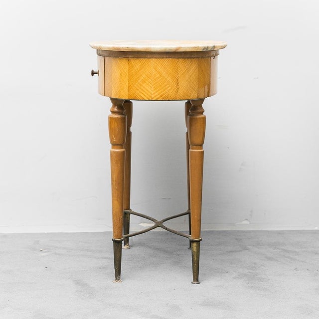 Bedside Tables in Wood, Marble and Brass, 1950s, Set of 2 For Sale - Image 6 of 13