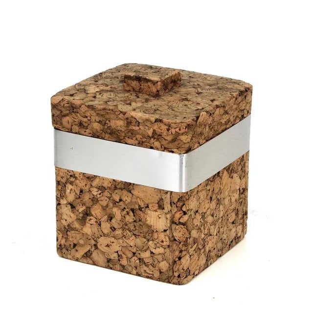 Mid-Century Modern Mid-Century Italian Cork and Aluminum Ice Bucket with Cork Top, 1970s For Sale - Image 3 of 16