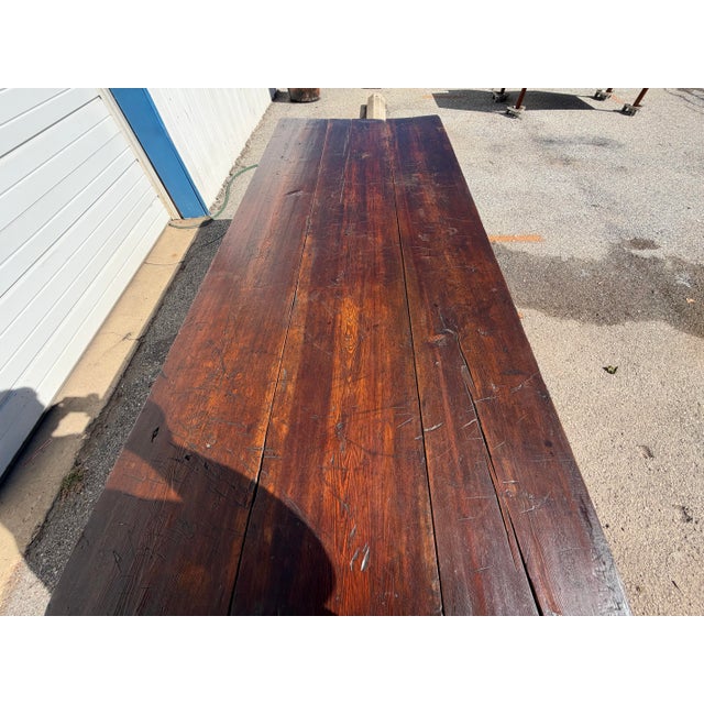 Antique French Oak Country Rustic Dining Table Circa 1800s For Sale - Image 11 of 12
