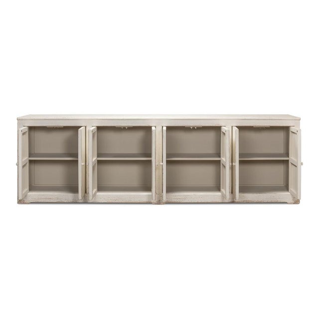 Farmhouse Eight-Door Sideboard, 122" - Whitewashed Reclaimed Pine For Sale - Image 4 of 11