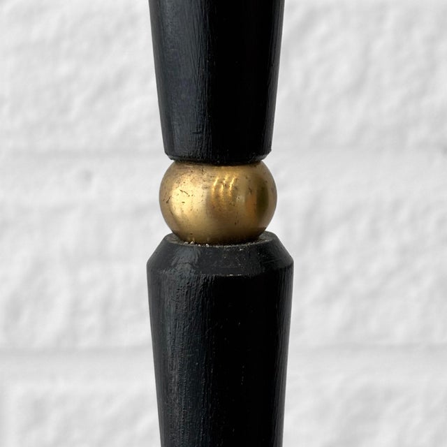 Black Mid-Century Brass and Silk Floor Lamp from Upsala Armaturfabrik, Sweden, 1960s For Sale - Image 8 of 12