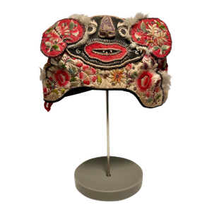 Antique Chinese Silk & Cotton Embroidered Child’s Miao Hat, Baby Cap