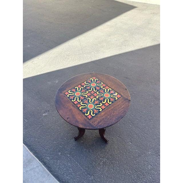 Vintage mid century California tile top table 4 tile side table
