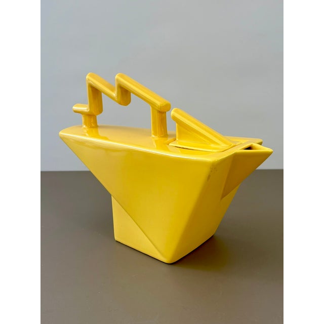 Pierre Casenove (born 1943) For Studios Salins Yellow glazed earthenware ewer Circa 185 Modernist postmodern style H. 20.5...
