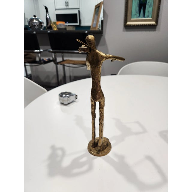 Late 19th Century Vintage Pair of Bronze Sculpture Musicians For Sale - Image 5 of 5