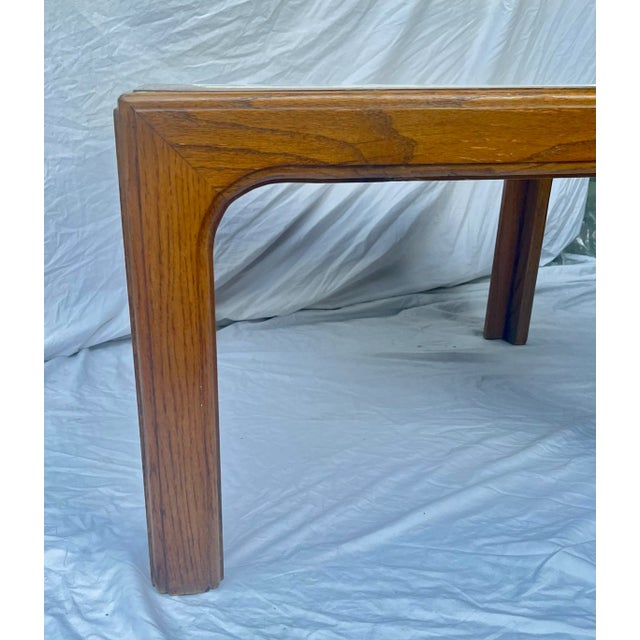 Wood 1970s Coastal Chic Walnut and White Ceramic Tile Square Side Coffee Table For Sale - Image 7 of 11