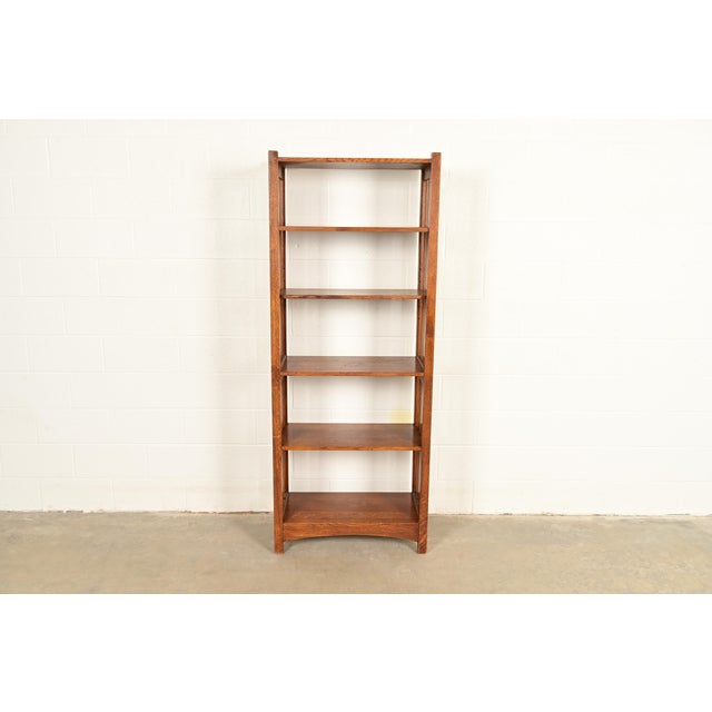 Stickley Stickley Mission Oak Arts & Crafts Slatted Tall Bookcase For Sale - Image 4 of 11