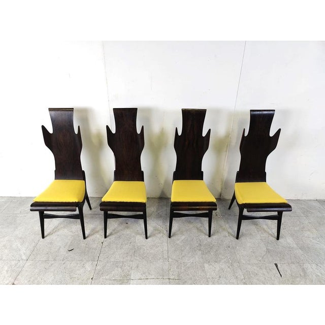Mid-Century High Back Flame Dining Chairs from Dante Latorre, 1950s, Set of 4 For Sale - Image 3 of 12