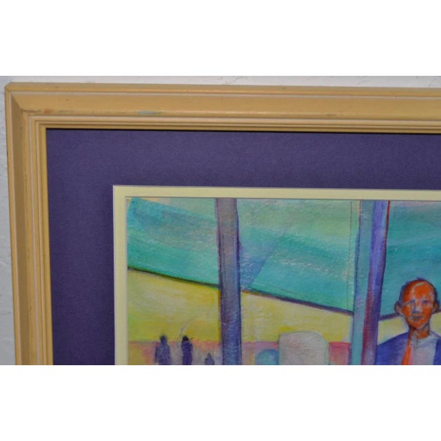 Late 20th Century Cubist Figures Playing Chess Original Watercolor For Sale - Image 5 of 6