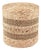 Woven Water Hyacinth Cylinder Ottoman, Stripe Tan For Sale