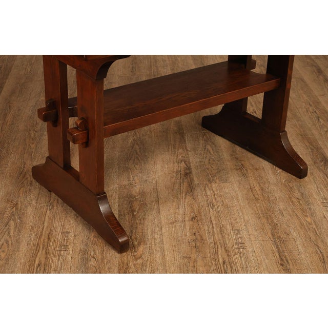 Gustav Stickley Mission Oak Trestle Library Table For Sale In Philadelphia - Image 6 of 14
