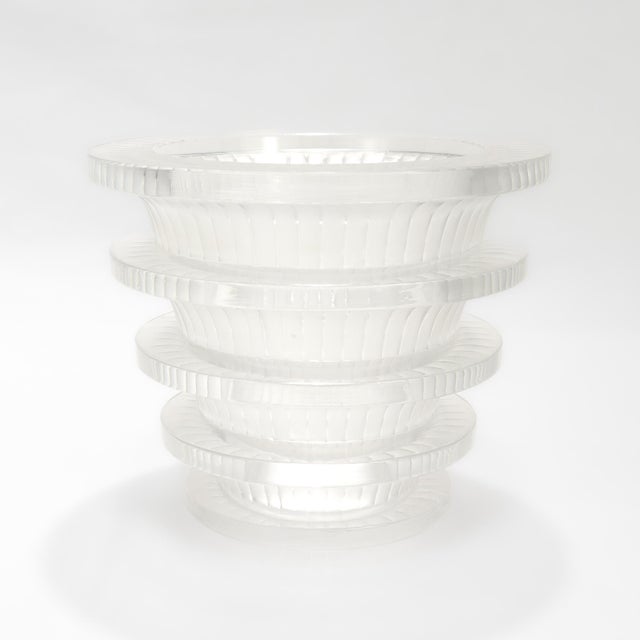 French Vintage Lalique Mid-Century Marc Lalique Era 'Chevreuse' French Art Glass Vase For Sale - Image 3 of 11