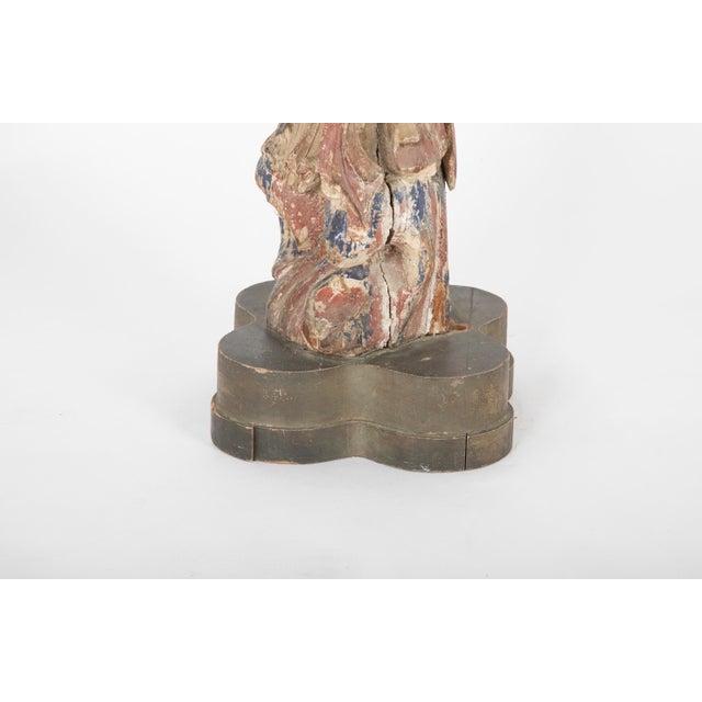 Chinese Carved and Painted Wood Sculpture of Guanyin For Sale - Image 12 of 12