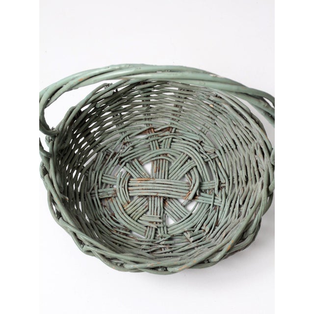 Vintage Green Painted Gathering Basket For Sale - Image 10 of 15