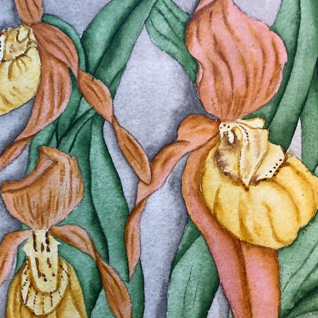 Impressionist Original Vintage Still Life Painting With Irises Signed For Sale - Image 3 of 5