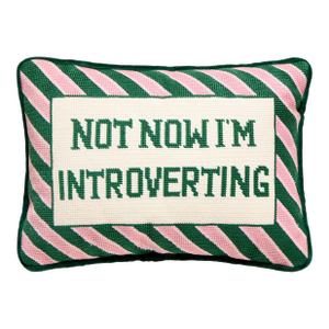 Not Now I'm Introverting Embroidered Needlepoint Pillow, 10" x 14"
