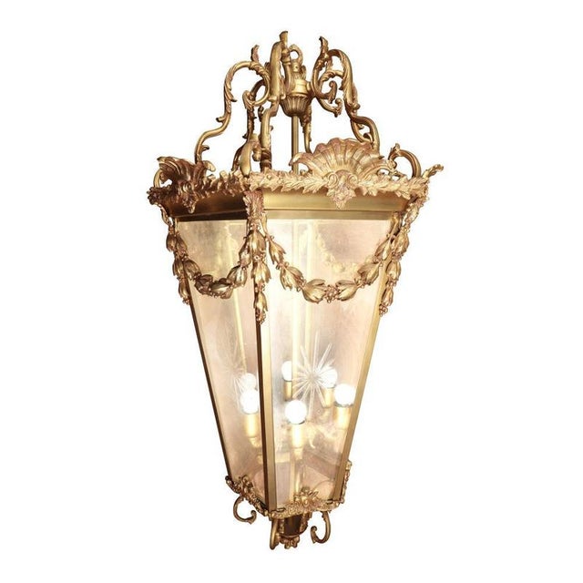 French Rococo Revival Gilt Lantern Pendant, 1940s For Sale - Image 10 of 10