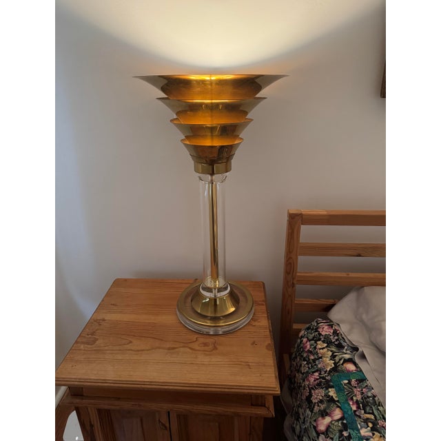 Art Deco 1980s Karl Springer Pair of Lamps - Bedside or Floor - Gold For Sale - Image 3 of 9