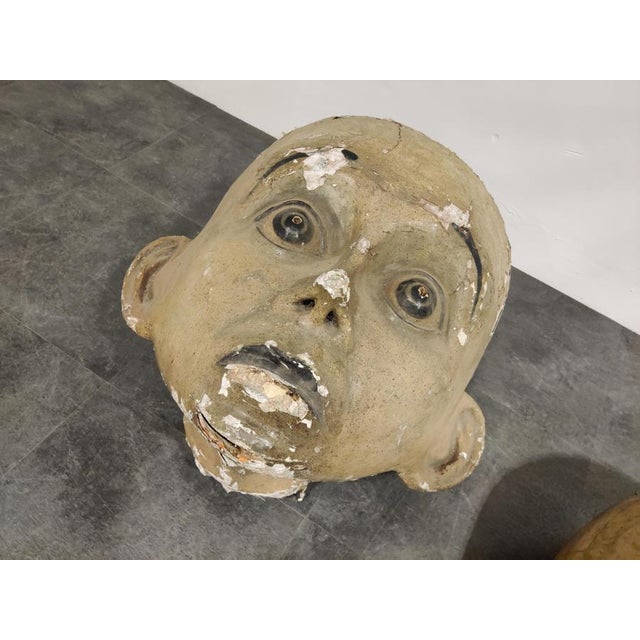Large Antique Papier Mache Carnival Masks, 1900s, Set of 2 For Sale - Image 4 of 14
