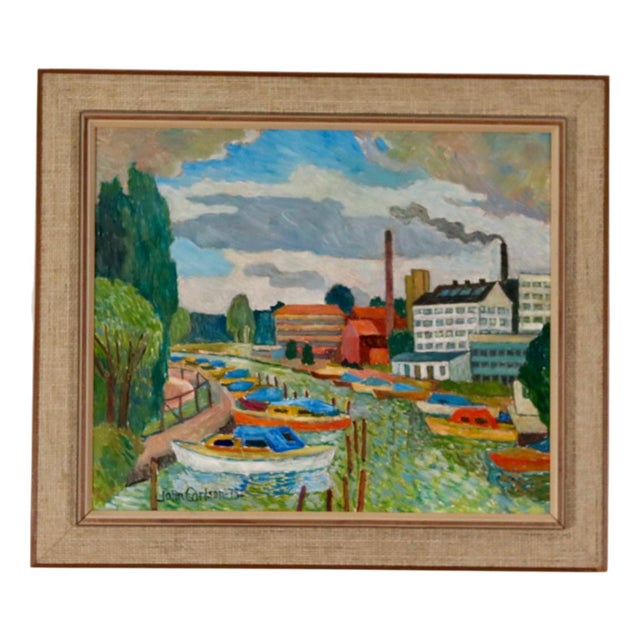 John Carlson, Motif from Sundbyberg, 1975, Oil on Panel, Framed For Sale