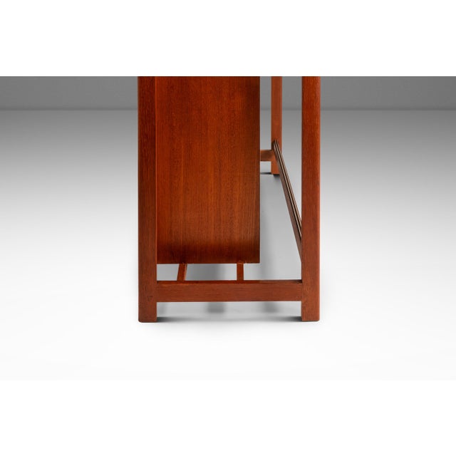 1960s Danish Mid-Century Modern Dry Bar in Teak With Leather Top by Knud Bent for Dyrlund, Denmark, Circa 1960s For Sale - Image 5 of 18