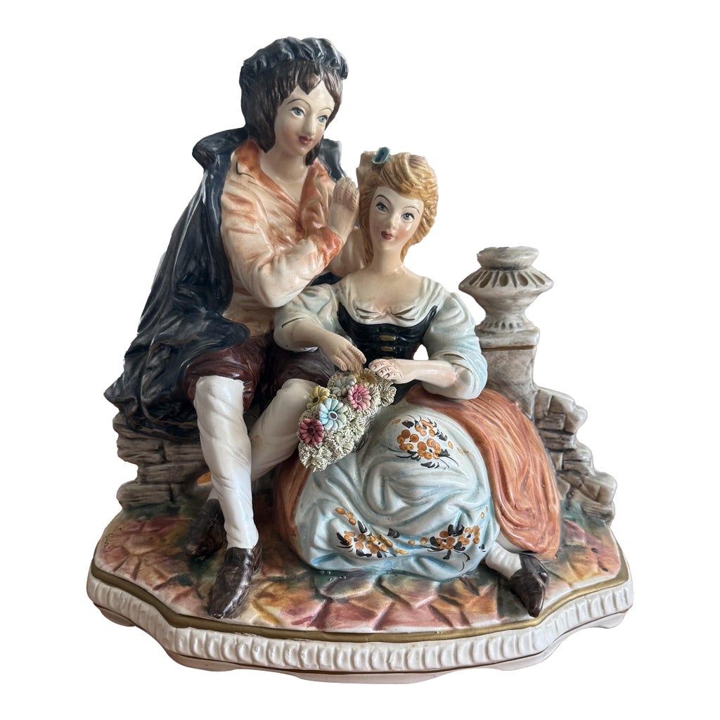 Vintage Capodimonte Porcelain Victorian Couple Figurine