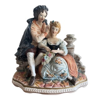 Vintage Capodimonte Porcelain Victorian Couple Figurine For Sale