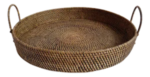 Tea Stained Rattan Round Tray