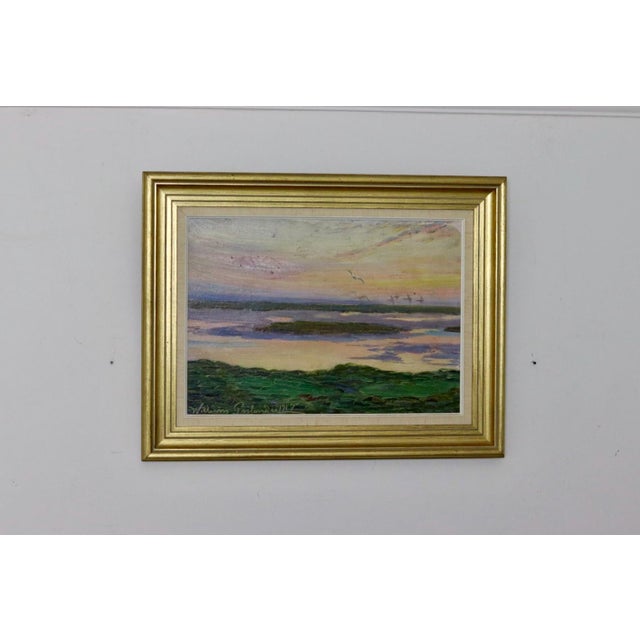 Mid-Century Modern William Gislander, Seabirds Over Ocean, 1917, Oil on Panel, Framed For Sale - Image 3 of 11