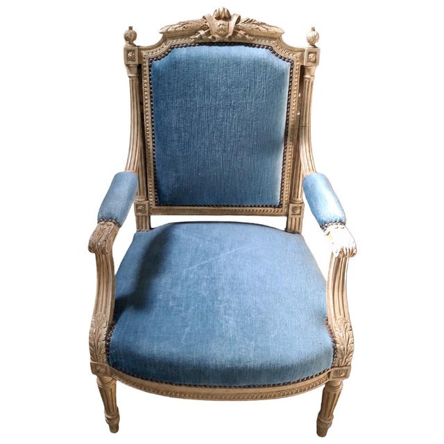 Louis XVI Style Armchair in Lacquered Wood, 1930s For Sale - Image 6 of 6