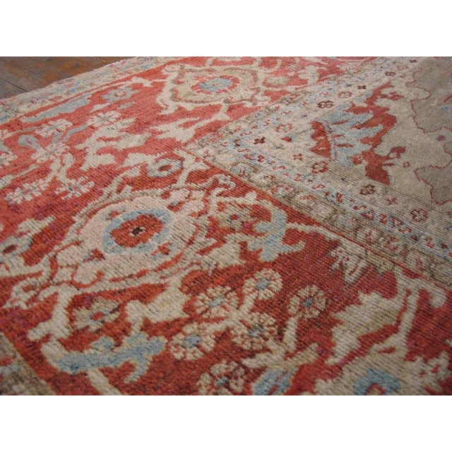 Late 19th Century 1880s Tan Sand Medallion Antique Persian Ziegler Sultanabad Rug 10'5" X 10'6" Handknotted Wool Carpet For Sale - Image 5 of 6